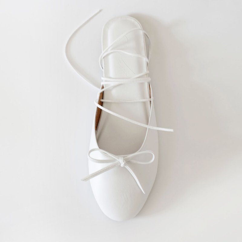 Free. (纯白) White Ballet Life | WL - 芭蕾鞋/娃娃鞋 - 真皮 白色