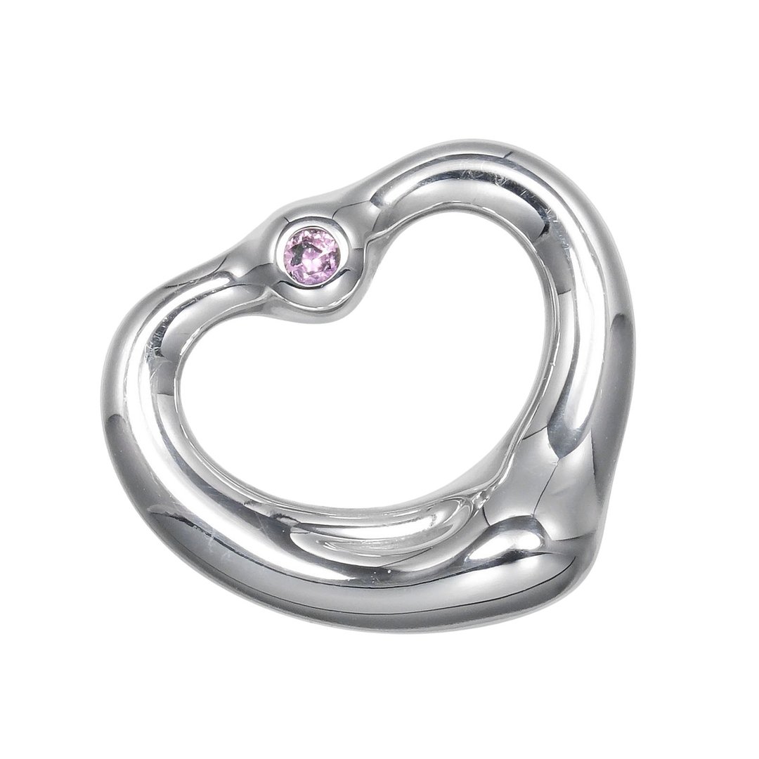 【日本直送】蒂芬妮 TIFFANY&Co. Open Heart 经典爱心 项链 银 925 粉色蓝宝石 约 2.1g【二手】A级 - 项链 - 银 银色