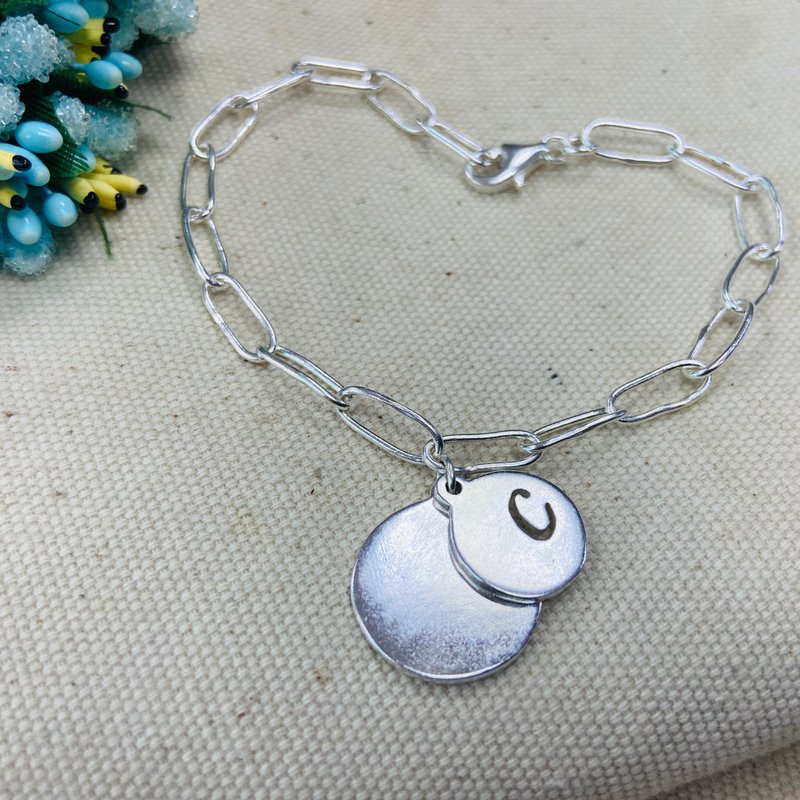 定制化姓名 纯银 字母手链 可自选字母 S23 - 手链/手环 - 纯银 