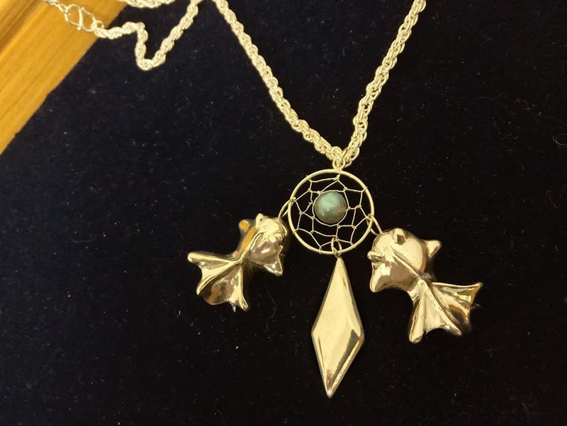 捕梦网 金鱼 纯银项链 可定制 情人节礼盒 手作原创设计金工蜡雕 - 项链 - 其他金属 多色