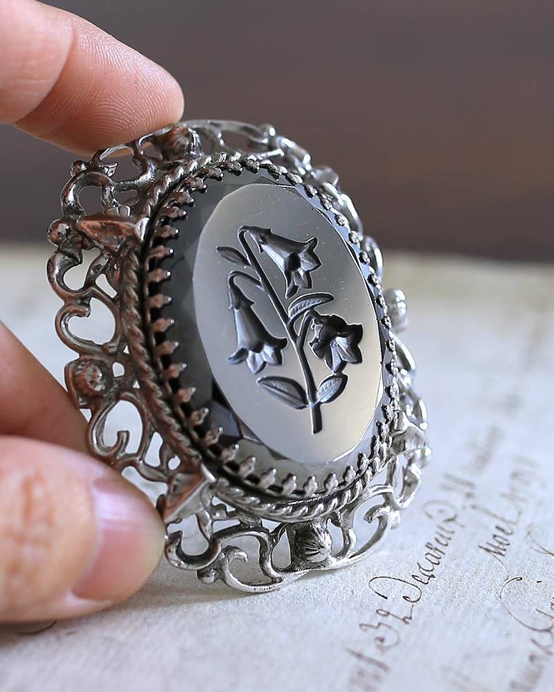 复古【百合花】封蜡章 / 胸章 wax seal 古董章 - 印章/印台 - 其他材质 银色