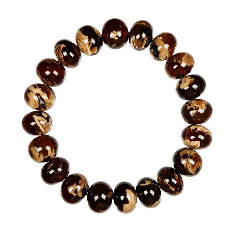 【正佳珠宝】蜜蜡琥珀 顶级妖花溶洞琥珀 22.5g 算盘珠 溶洞琥珀 - 手链/手环 - 半宝石 多色