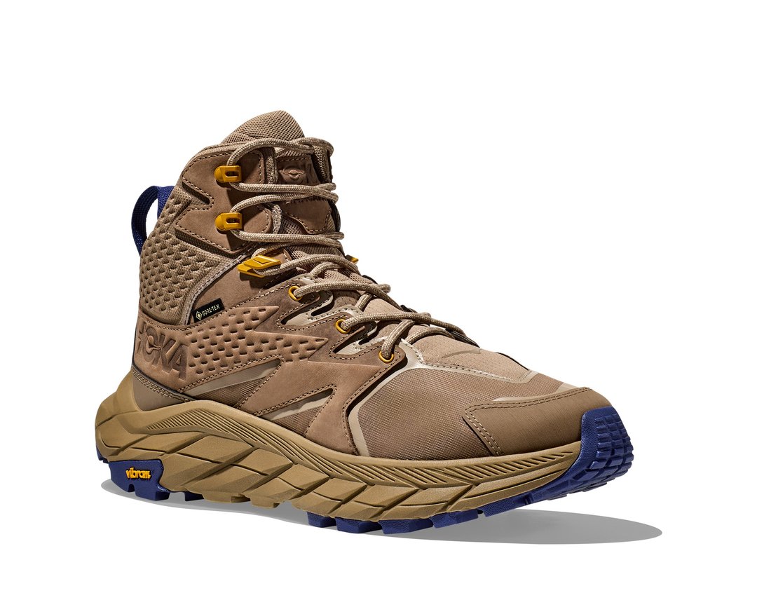【HOKA】男 Anacapa Mid GTX 登山鞋 沙丘黄/木棕 - 男款运动鞋/球鞋 - 聚酯纤维 卡其色