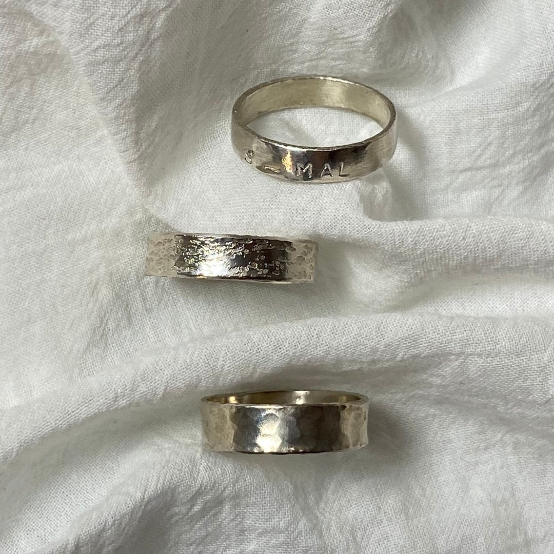 高雄金工手作_手作纹理戒(可敲字/5mm) 925银 - 金工/饰品 - 银 