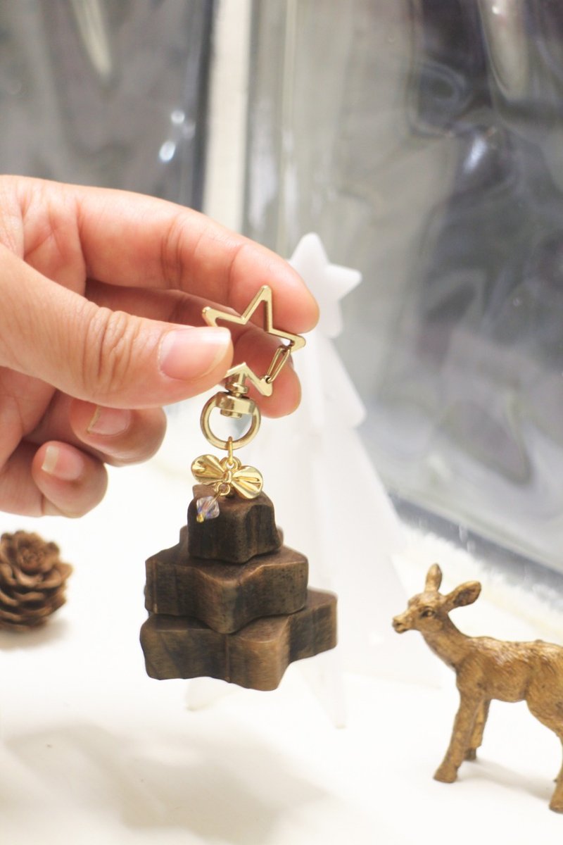 木星树∣星星圣诞树 原创设计【吊饰】 - 钥匙链/钥匙包 - 木头 咖啡色