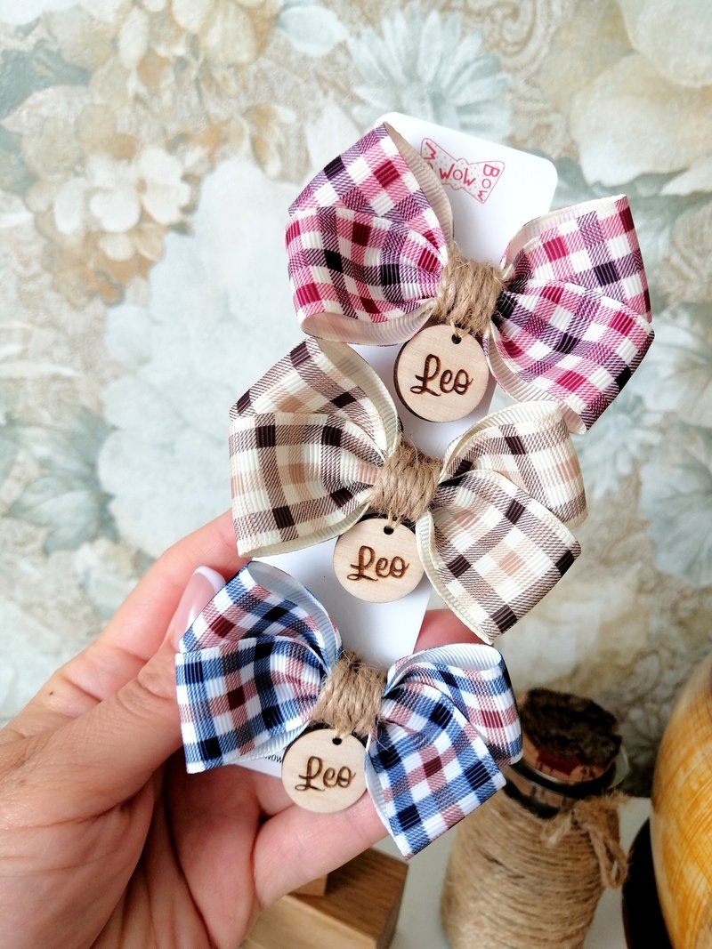 Pet Tags Personalized hair bows for Yorkies, Shih Tzu, Maltese, new puppy gift - 衣/帽 - 其他材质 多色