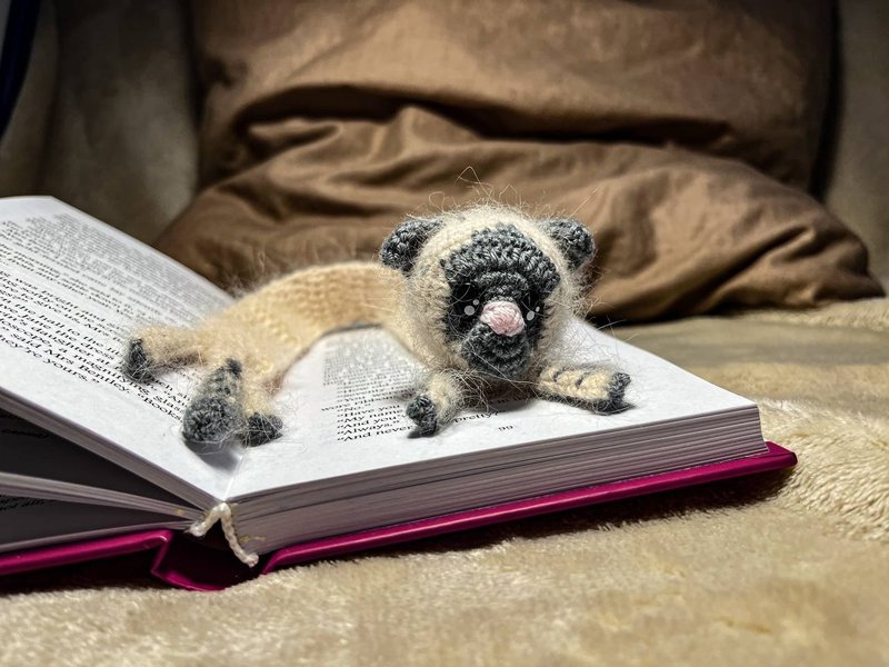 毛茸茸的猫书签。书虫可爱的礼物。猫妈妈配件。 - 钥匙链/钥匙包 - 棉．麻 卡其色