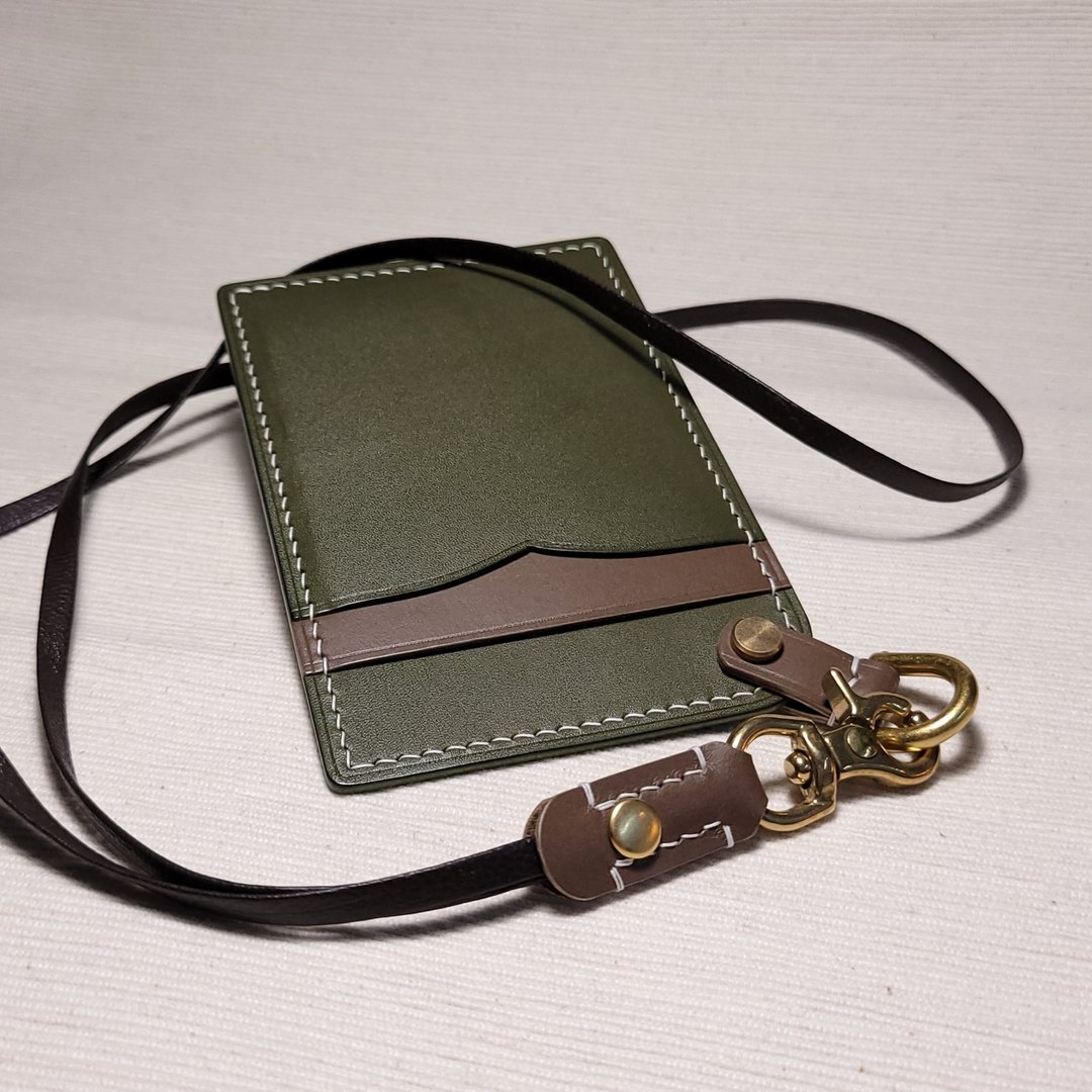 【免费烫名】工作证件套 直式 ID Card Holder - 证件套/卡套 - 真皮 绿色