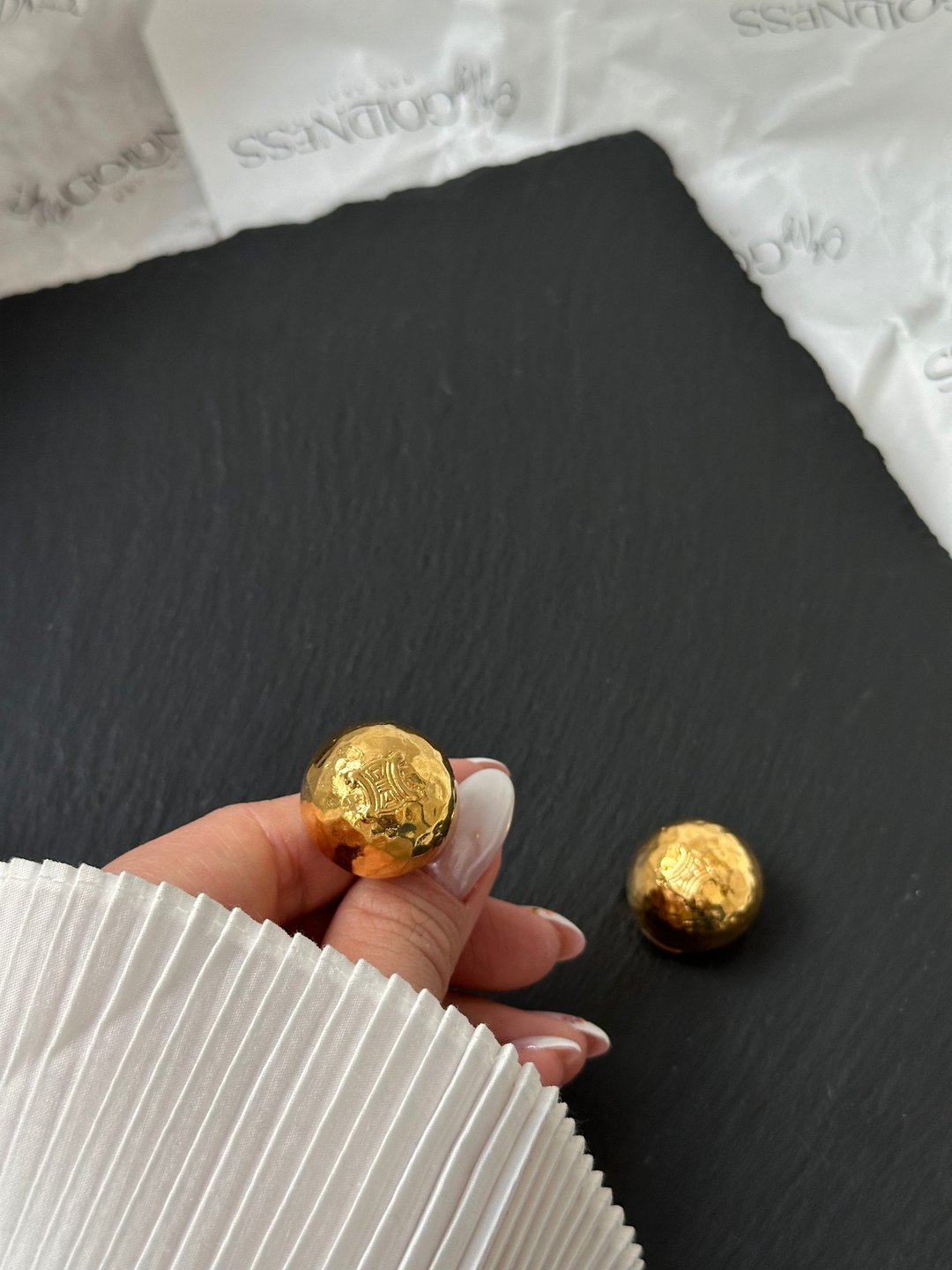 中古品 Celine 赛琳 凯旋门金球耳夹 - 耳环/耳夹 - 其他金属 金色