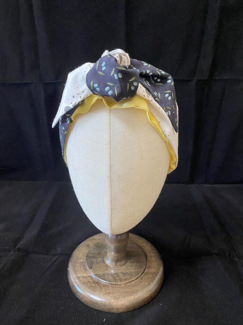 渐变萤光/双色打结发带/日本印花布 - 发带/发箍 - 棉．麻 黄色