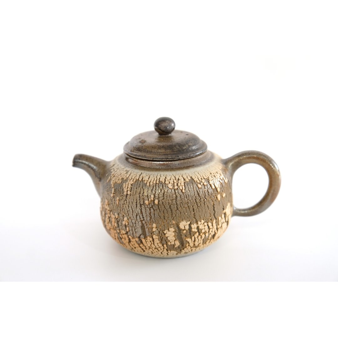 随心陶 I 柴烧肌理茶壶—焦糖色 - 茶具/茶杯 - 陶 橘色