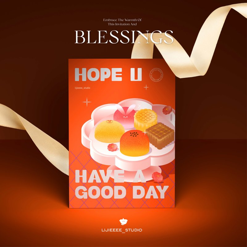 中秋贺卡  卡片 祝贺卡 感谢卡  GREETING CARD - 卡片/明信片 - 纸 橘色