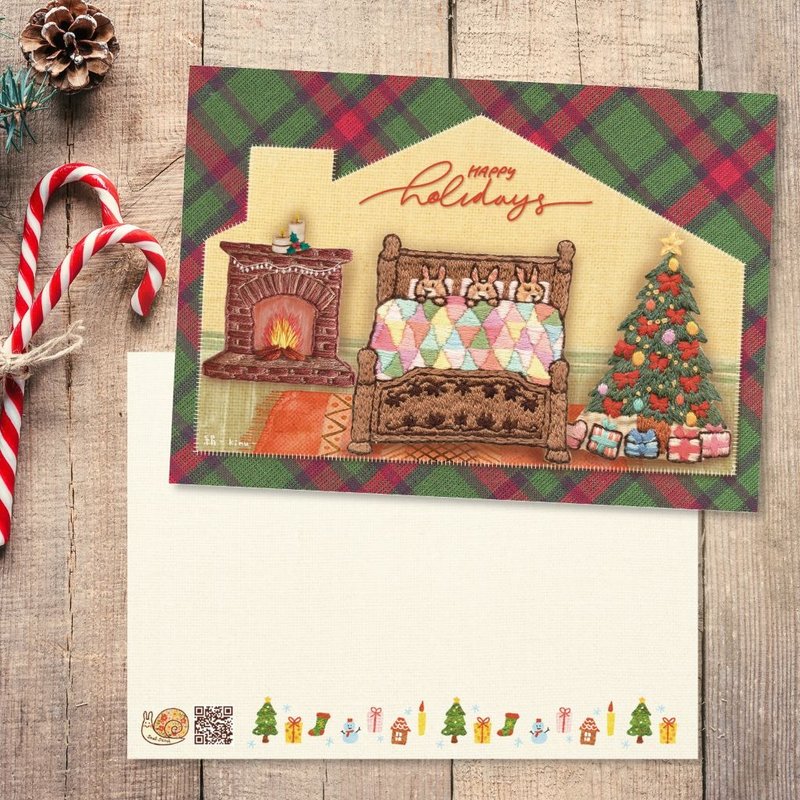 刺绣照片明信片No.10 圣诞节卡 - 卡片/明信片 - 纸 