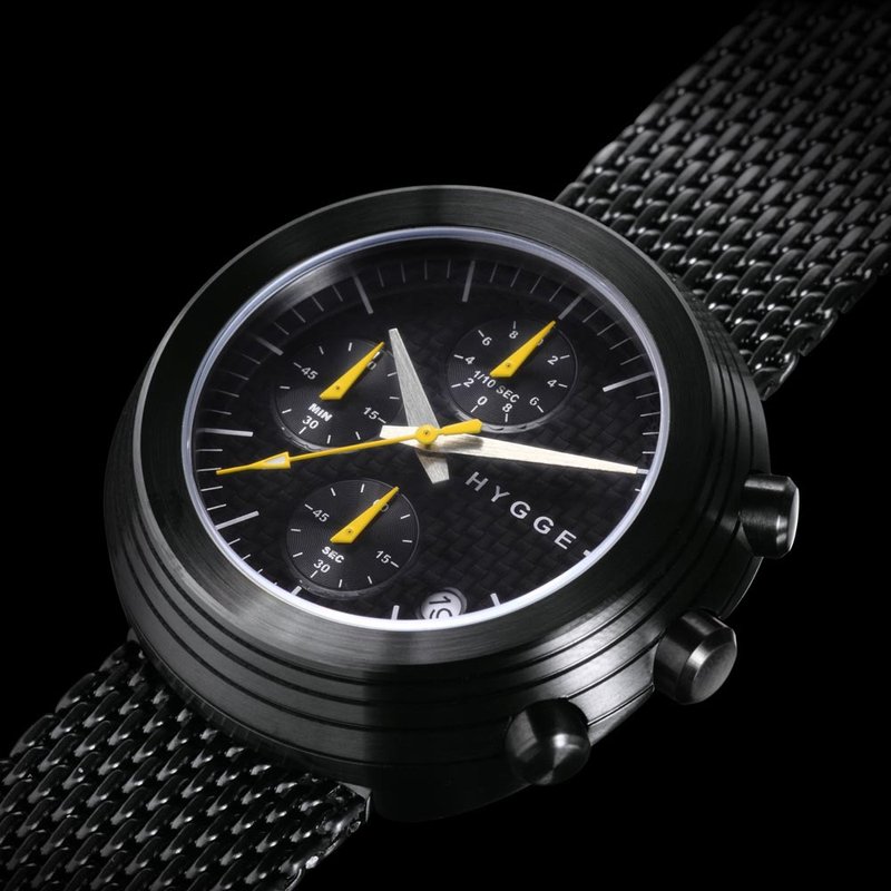 日本HYGGE 军风率性腕表 不锈钢黑/黑钢带 41mm Made in Japan - 男表/中性表 - 其他金属 
