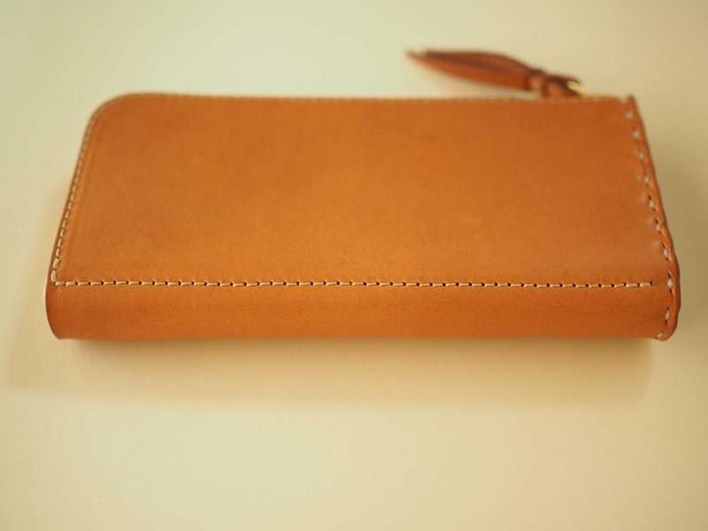 L-shaped zipper wallet / camel - 皮夹/钱包 - 真皮 
