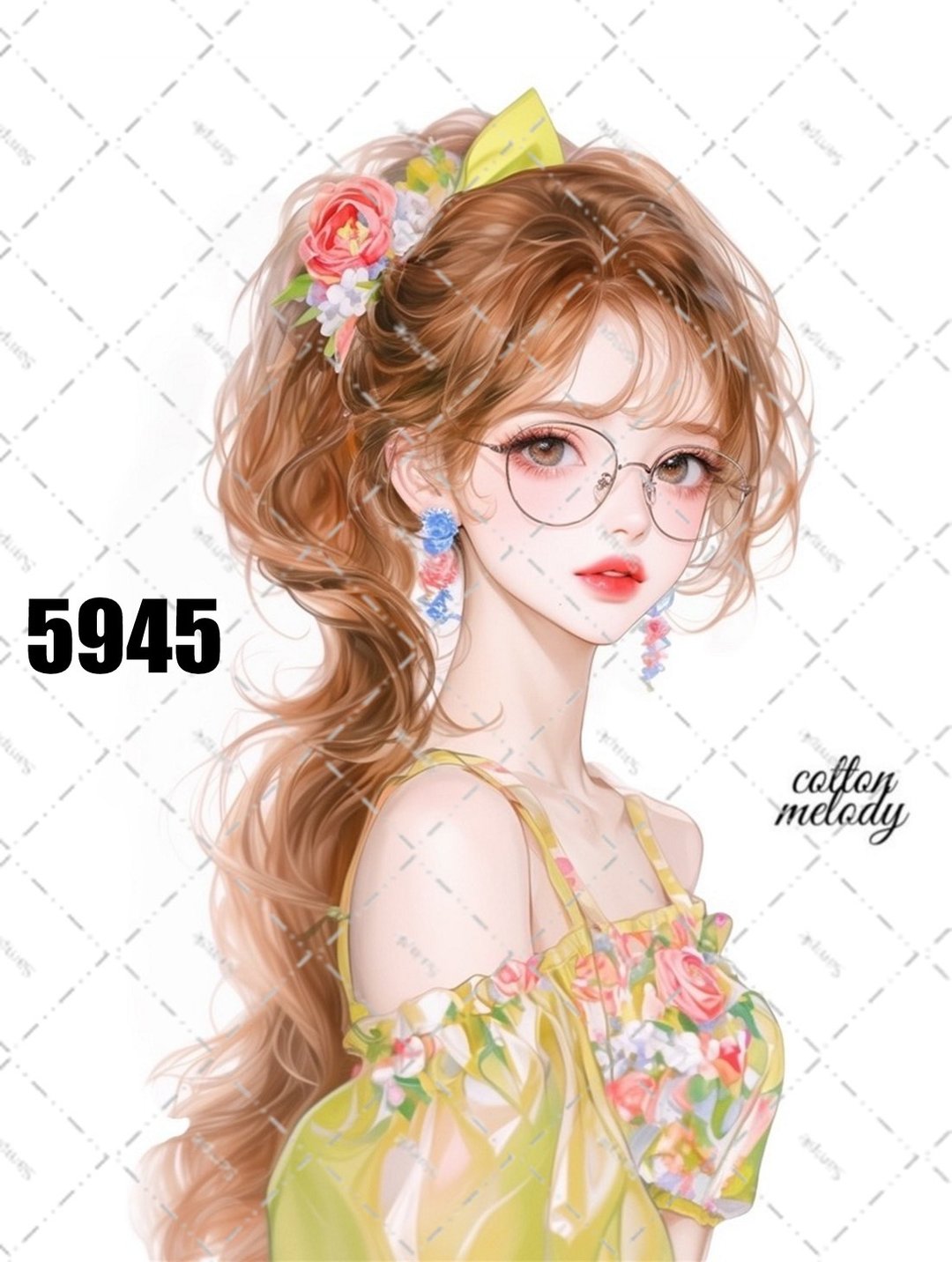 original sticker no.5945 人物贴纸 原创贴纸 人物贴纸 女孩贴纸 原创人物贴纸 - 贴纸 - 纸 
