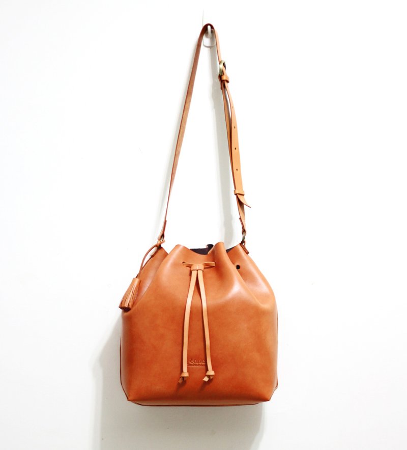 小橘皮 植鞣牛皮 水桶包 - 侧背包/斜挎包 - 真皮 