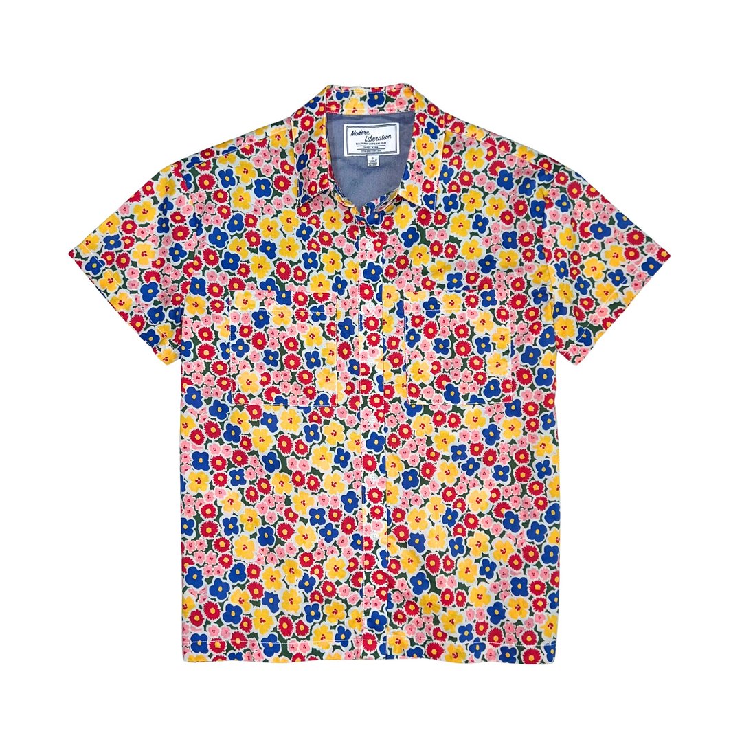 Women's Color Floral Shirt 女装彩色花卉衬衫 - 女装衬衫 - 棉 白色