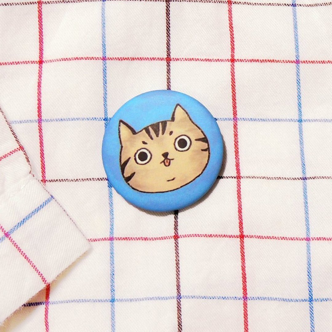 猫猫 x 略略－圆圆小胸章 - 徽章/别针 - 塑料 蓝色