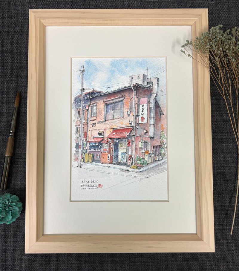 东京烧肉店-原创针笔淡彩画 - 海报/装饰画/版画 - 纸 