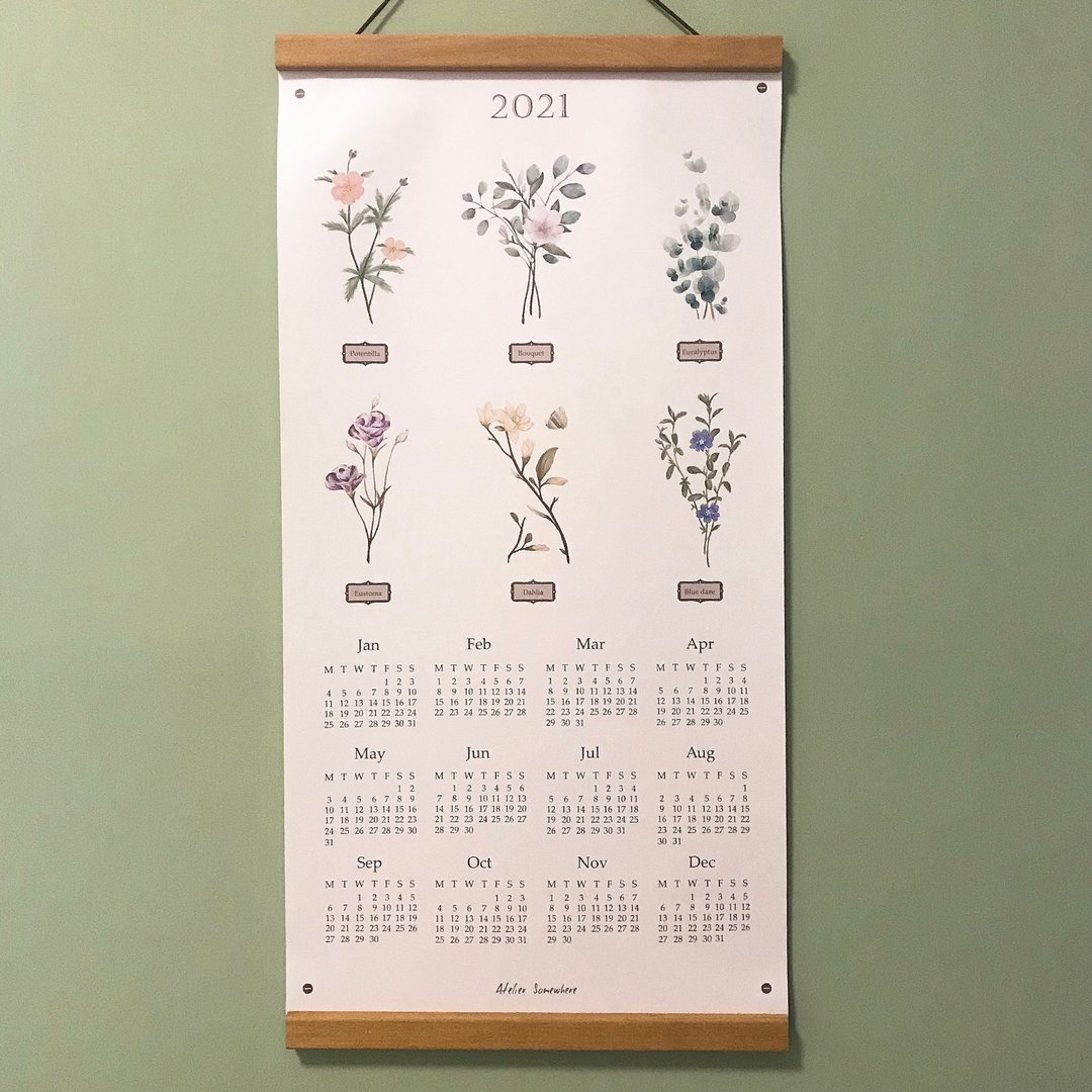 自然博物馆/ 2021花草系单幅挂历組 - 年历/台历 - 其他人造纤维 