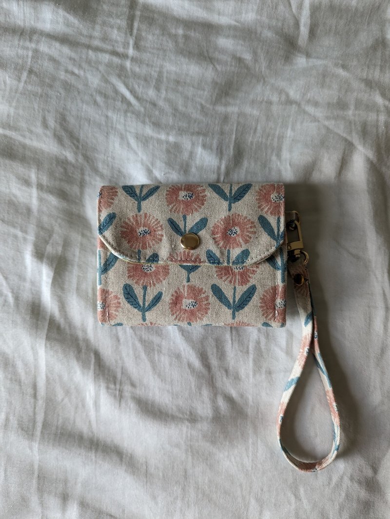 四层短夹钱包-蒲公英花 6卡层+挂绳 - 皮夹/钱包 - 棉．麻 