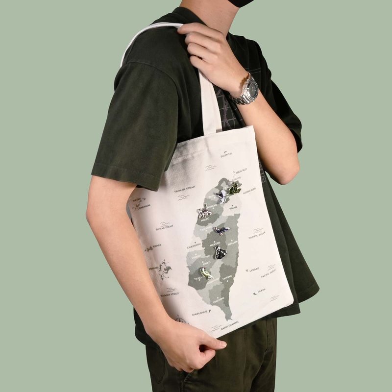 台湾地图帆布袋 环保购物袋 - 侧背包/斜挎包 - 棉．麻 