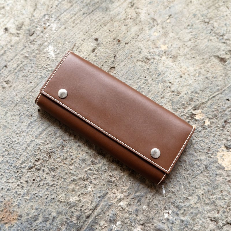 12卡拉链长银包 II | 手缝皮革完成品 | BSP061 - 皮夹/钱包 - 真皮 卡其色