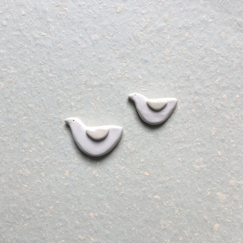 石下 陶瓷 情人节别针组合 鸽子一对 - 胸针 - 陶 卡其色