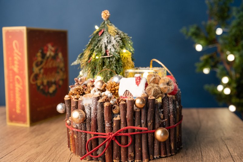 【圣诞装饰x交换礼物】 森林小屋烛台 - 干燥花/捧花 - 植物．花 咖啡色