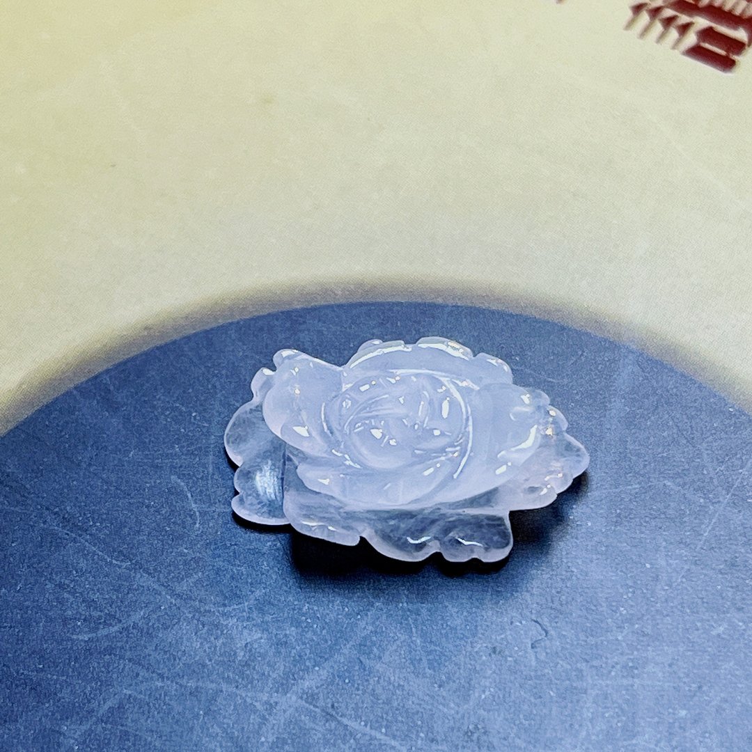 冰种翡翠牡丹花 | 戒面 | 裸石 | 天然A货翡翠 | 送礼 - 金工/饰品 - 玉石 透明