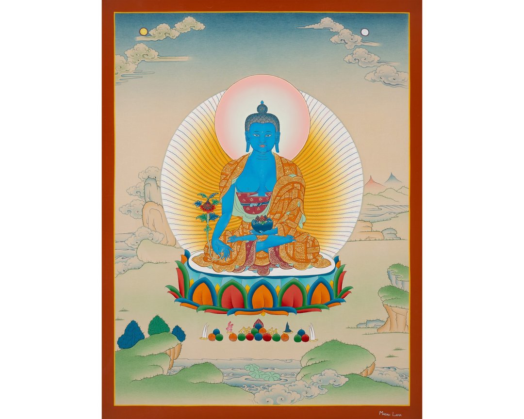 药师佛卡玛嘎赤唐卡——手工绘制的藏传圣艺 - 墙贴/壁贴 - 其他材质 多色