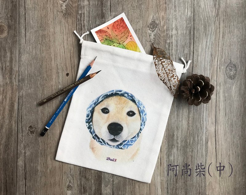 柴犬与猫咪  束口袋  中号 - 束口袋双肩包 - 棉．麻 