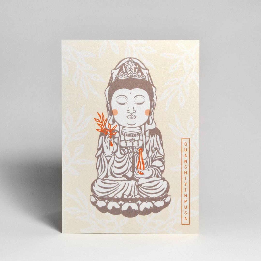 插画设计明信片-观世音菩萨 - 卡片/明信片 - 纸 黄色