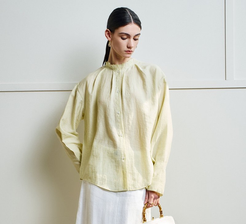 【荷叶边】法式簡約/寬鬆叠穿/木耳边立领衬衫 - 女装衬衫 - 其他材质 多色