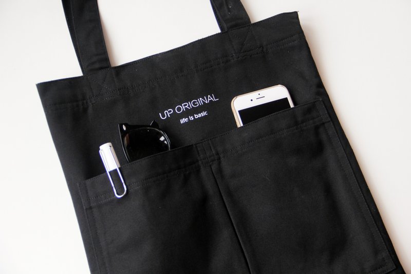 black classic tote bag 经典单肩包-黑色 - 侧背包/斜挎包 - 棉．麻 黑色