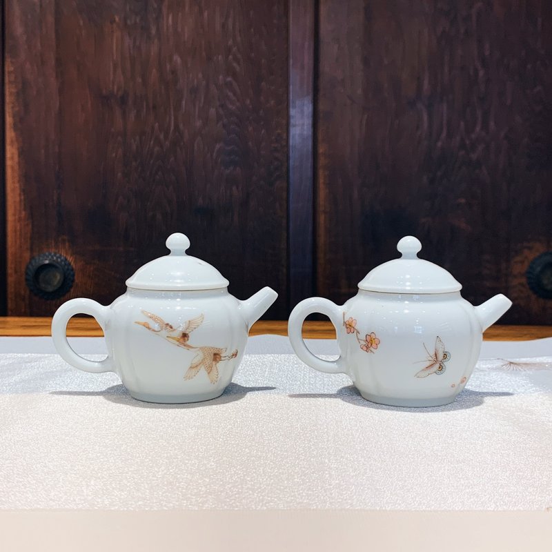 不言美器 釉中彩 四季丰收壶 鹤 蝶 - 茶具/茶杯 - 瓷 