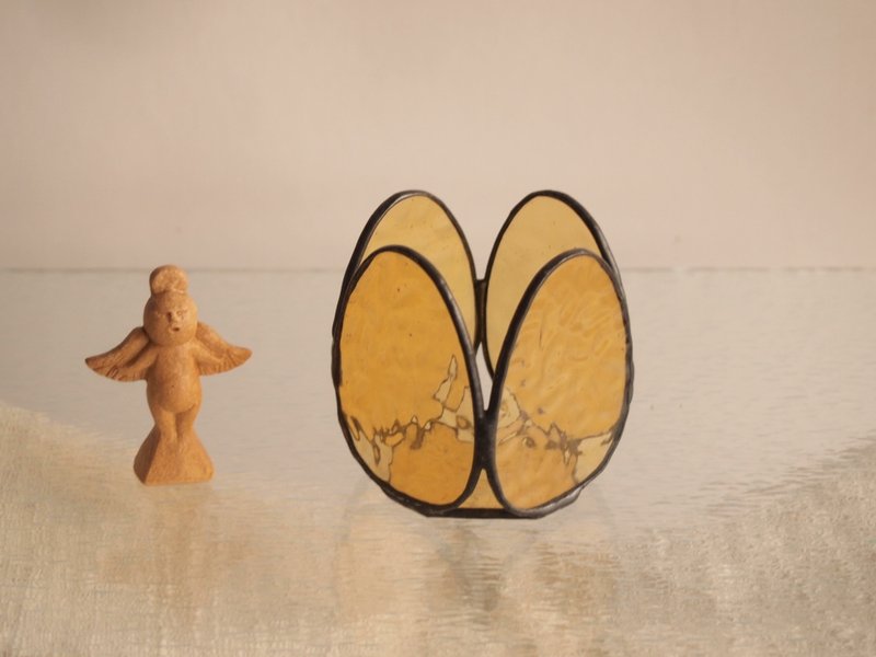 Egg <Light Yellow>: Candle holder / stained glass - 蜡烛/烛台 - 玻璃 黄色