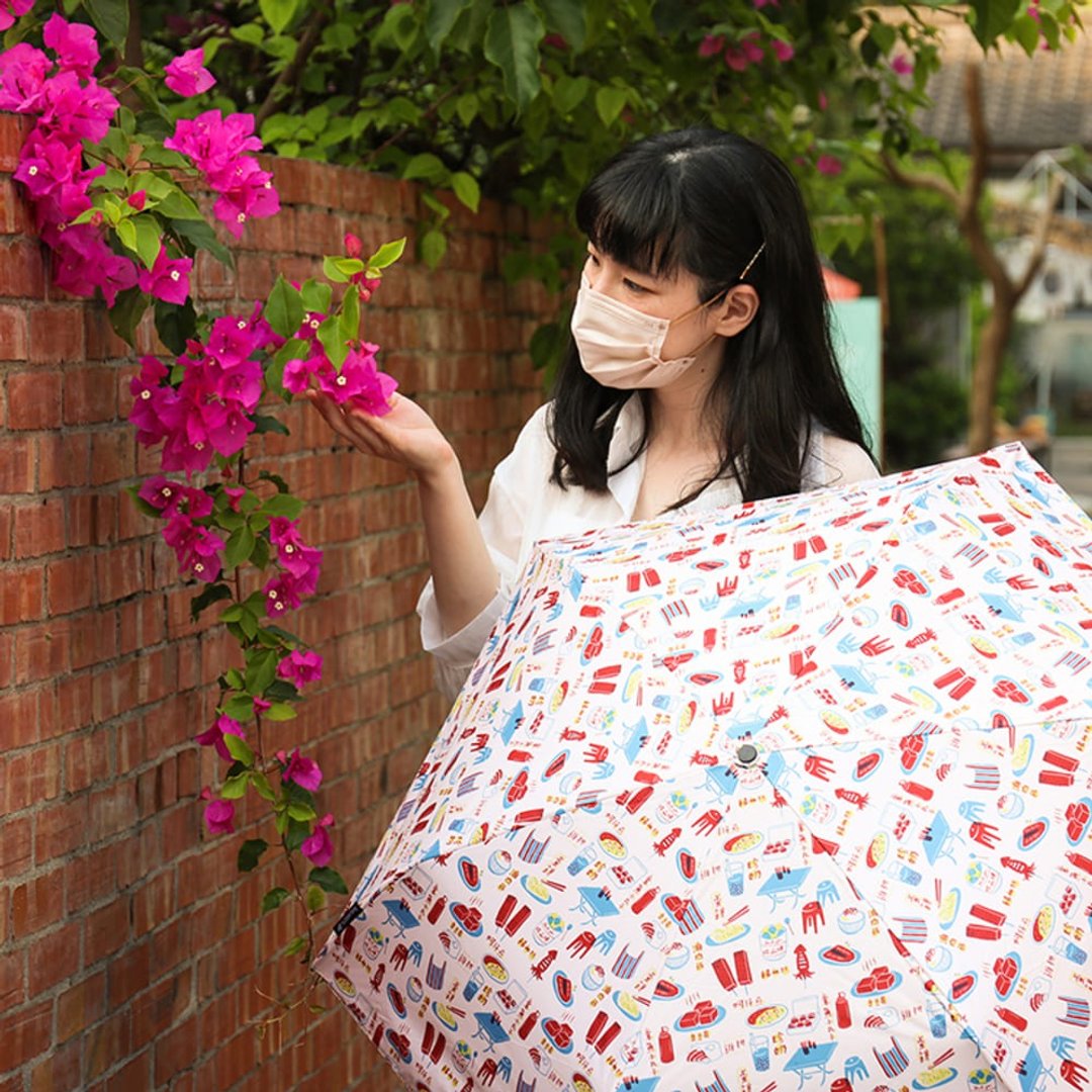 宝岛回忆·复刻大时代─来去逎夜市轻量黑胶手开折伞 - 雨伞/雨衣 - 其他材质 多色
