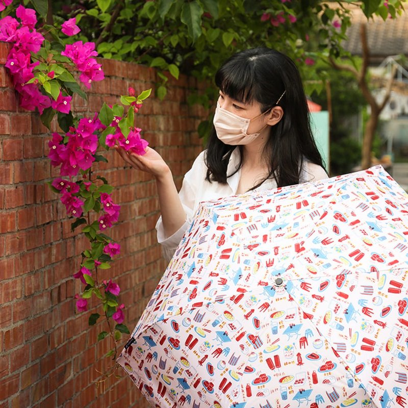 宝岛回忆·复刻大时代─来去逎夜市轻量黑胶手开折伞 - 雨伞/雨衣 - 其他材质 多色