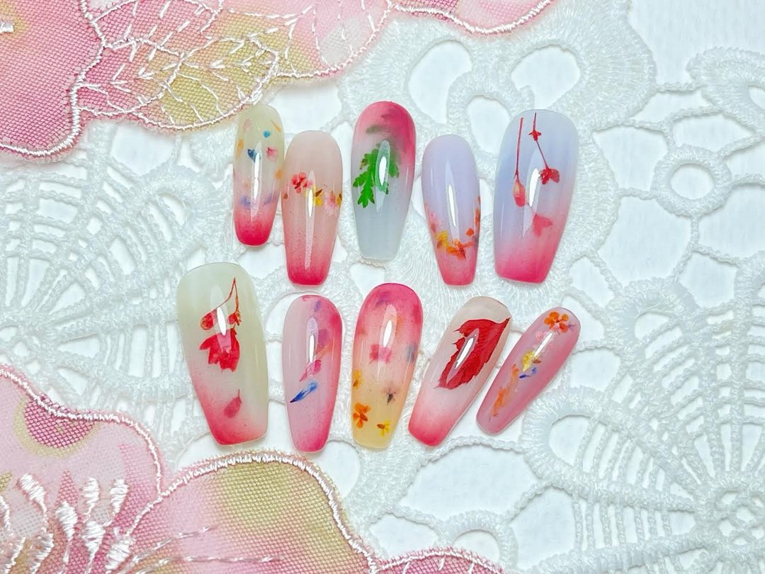 穿戴甲/穿衫甲/手工绘制/永生花秘密花园 - 指甲油/指甲贴 - 其他材质 