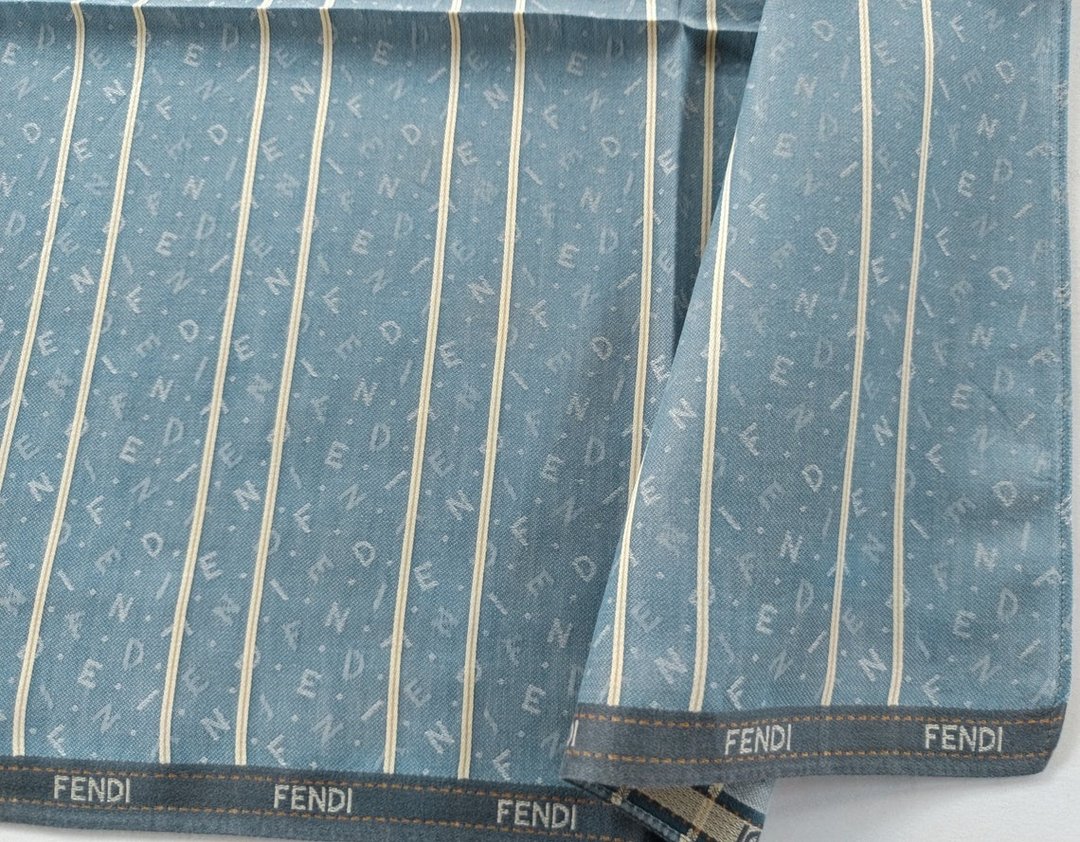 Fendi 复古手帕 方巾 蓝色 礼物 男士 18.5 x 18 英寸 - 手帕/方巾 - 棉 蓝色