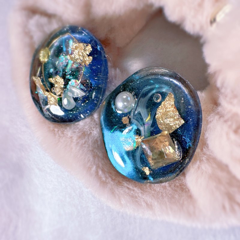 COSMIQUE - MysteryNight 琉璃夜色 - 手制发勾 Hairband Pin - 发饰 - 树脂 蓝色