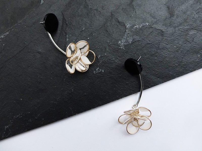 Little Witch | 黑玛瑙白花 - 耳环/耳夹 - 宝石 黑色