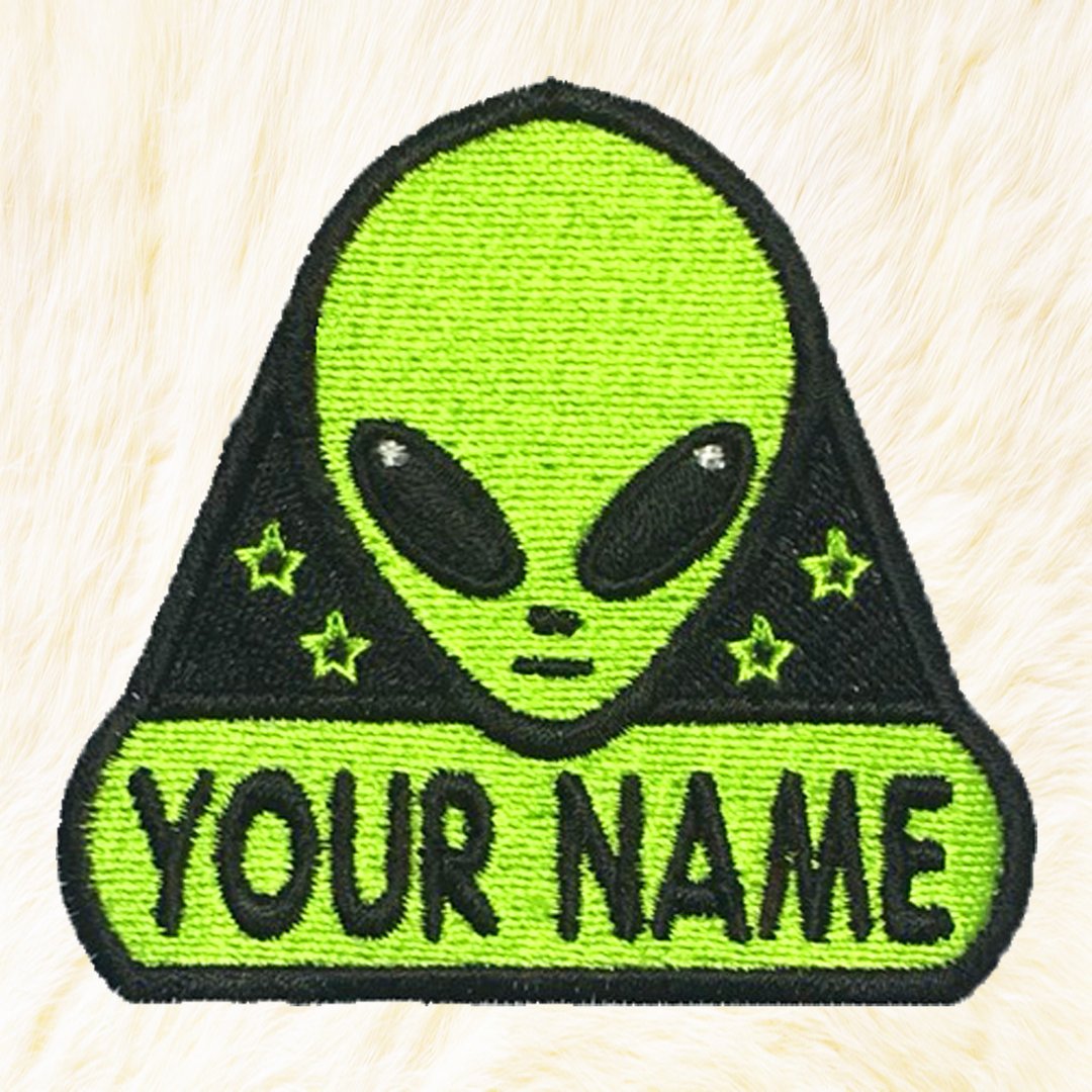 Alien Personalized Iron on Patch Your Name Your Text Buy 3 Get 1 Free - 编织/刺绣/羊毛毡/裁缝 - 绣线 绿色