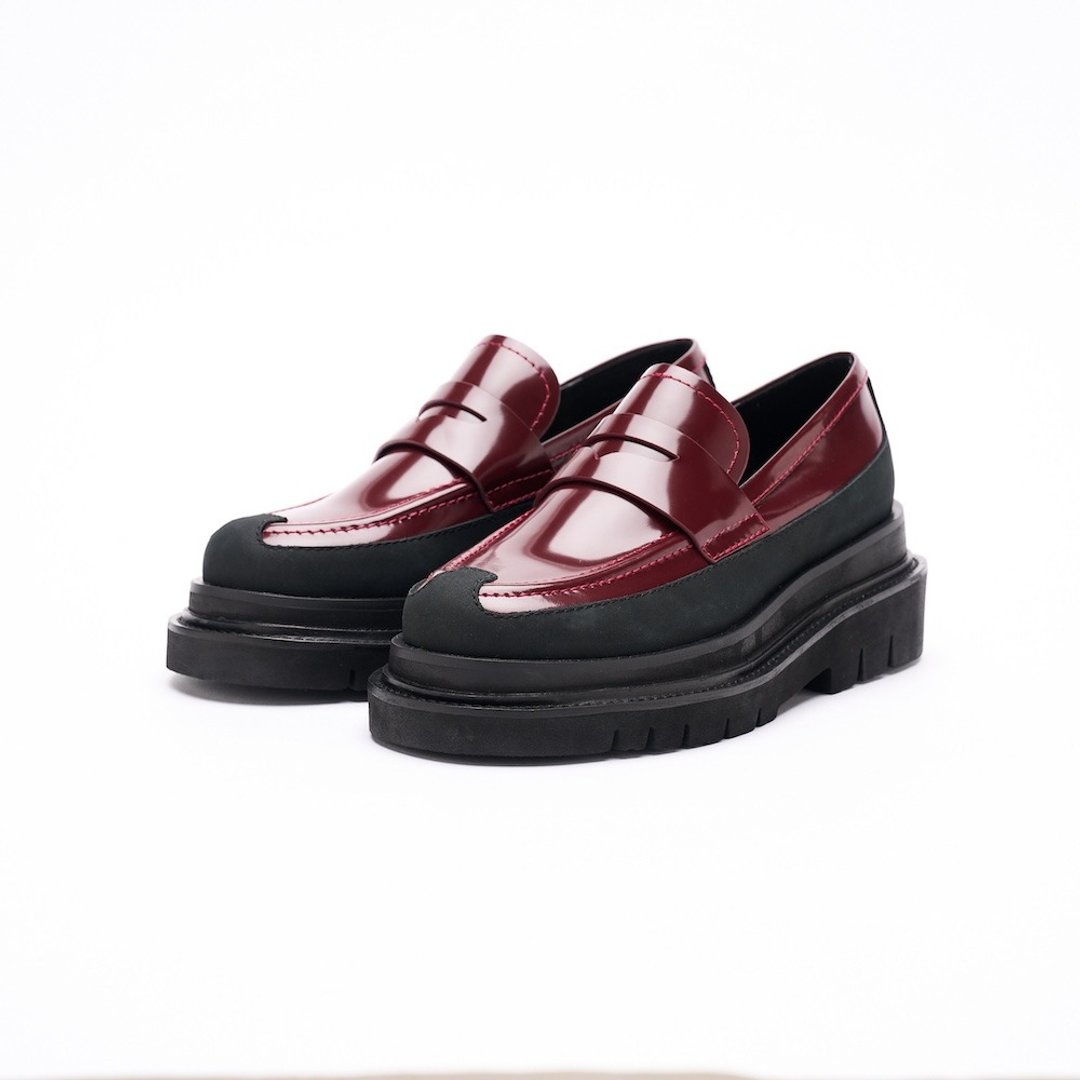 VATIC PENNY LOAFER POLISHED BURGUNDY 光皮乐福鞋 内外增高63mm - 女款牛津鞋/乐福鞋 - 真皮 黑色