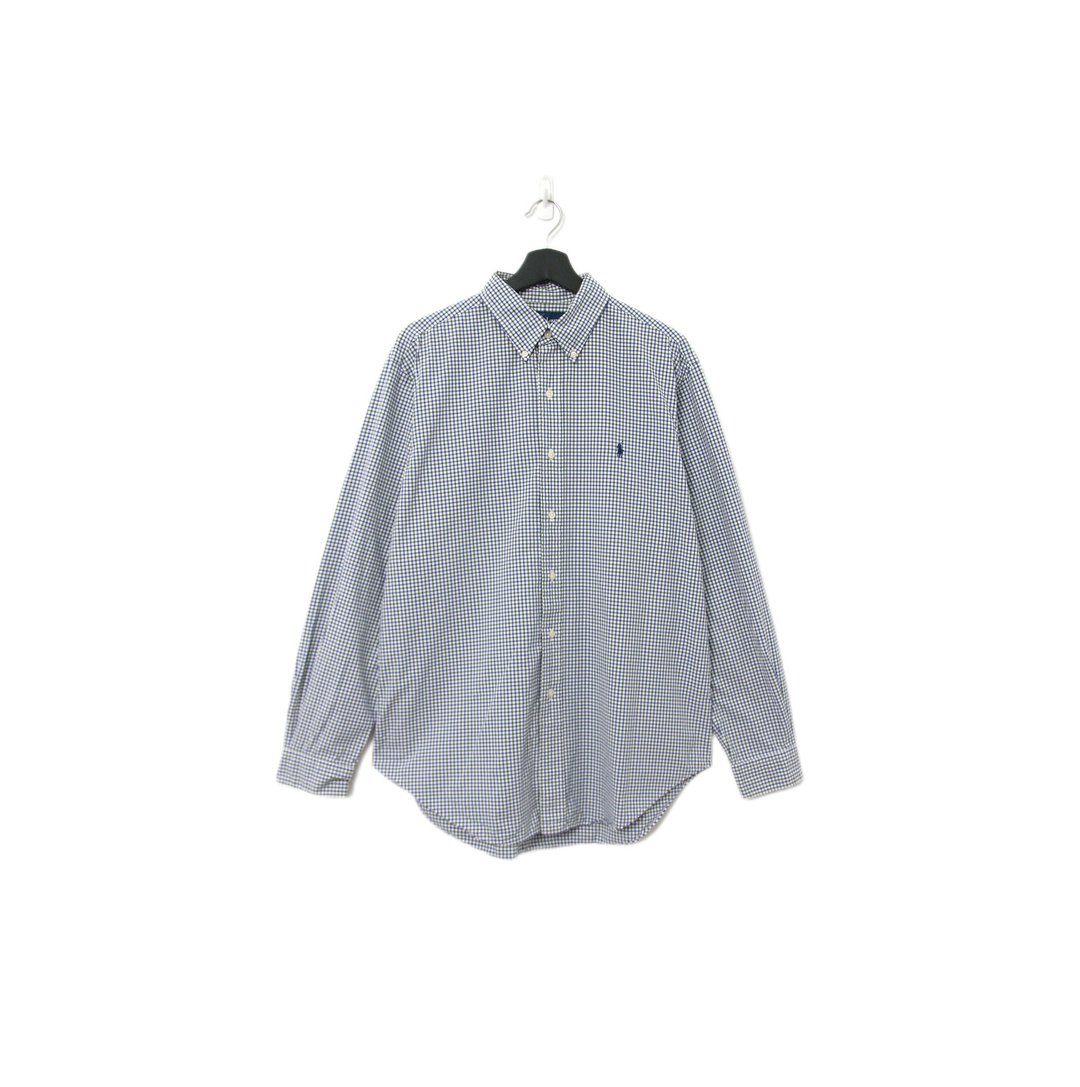 Back to Green-品牌衬衫 Polo深蓝格纹 LP-12//vintage shirt - 男装衬衫 - 棉 
