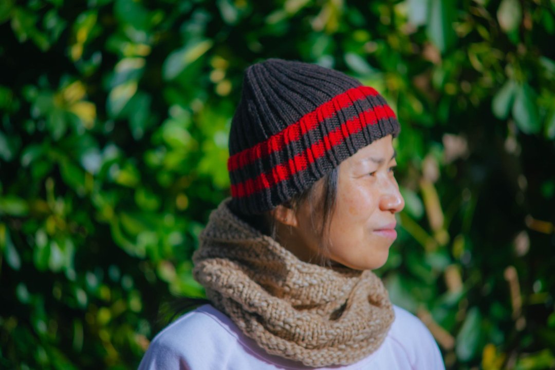 rib, knitting hat, unisex, cap, handmade, wool, one size - 帽子 - 羊毛 咖啡色