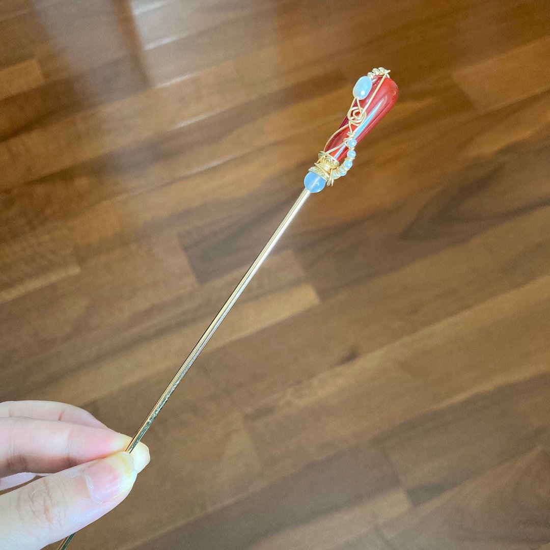 【客人定制】红玛瑙单簪 - 发饰 - 铜/黄铜 红色