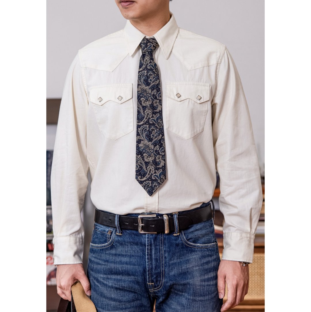 西部长袖衬衫 8oz 纯棉 60s尖领 三爪扣 长袖衬衫 白色 Shirt - 男装衬衫 - 棉 白色